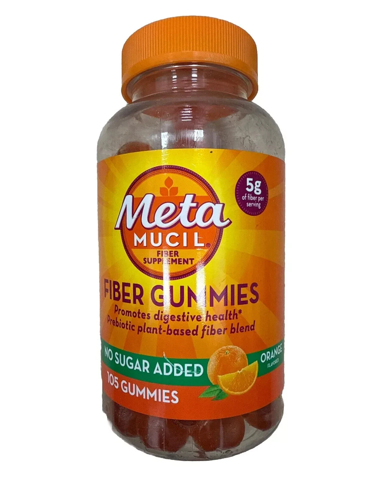 Metamucil Fiber Gummies, No Sugar Added Orange, 105ct EXP 2027+