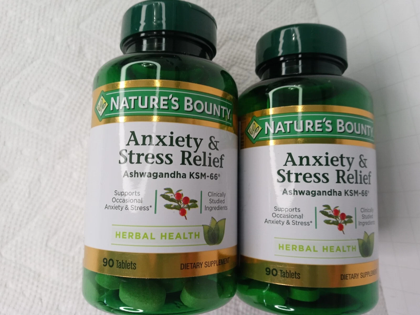 Nature's Bounty Anxiety and Stress Relief 90 TABLETS EACH (2pk)
