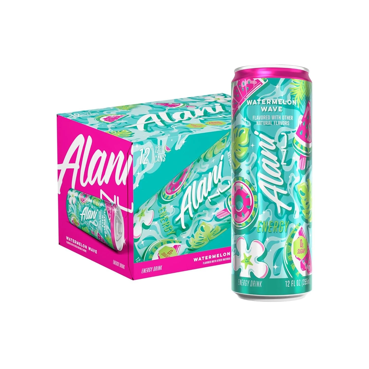 Alani Nu WATERMELON WAVE Sugar Free, Low Calorie Energy 12 Fl Oz (Pack of 12)