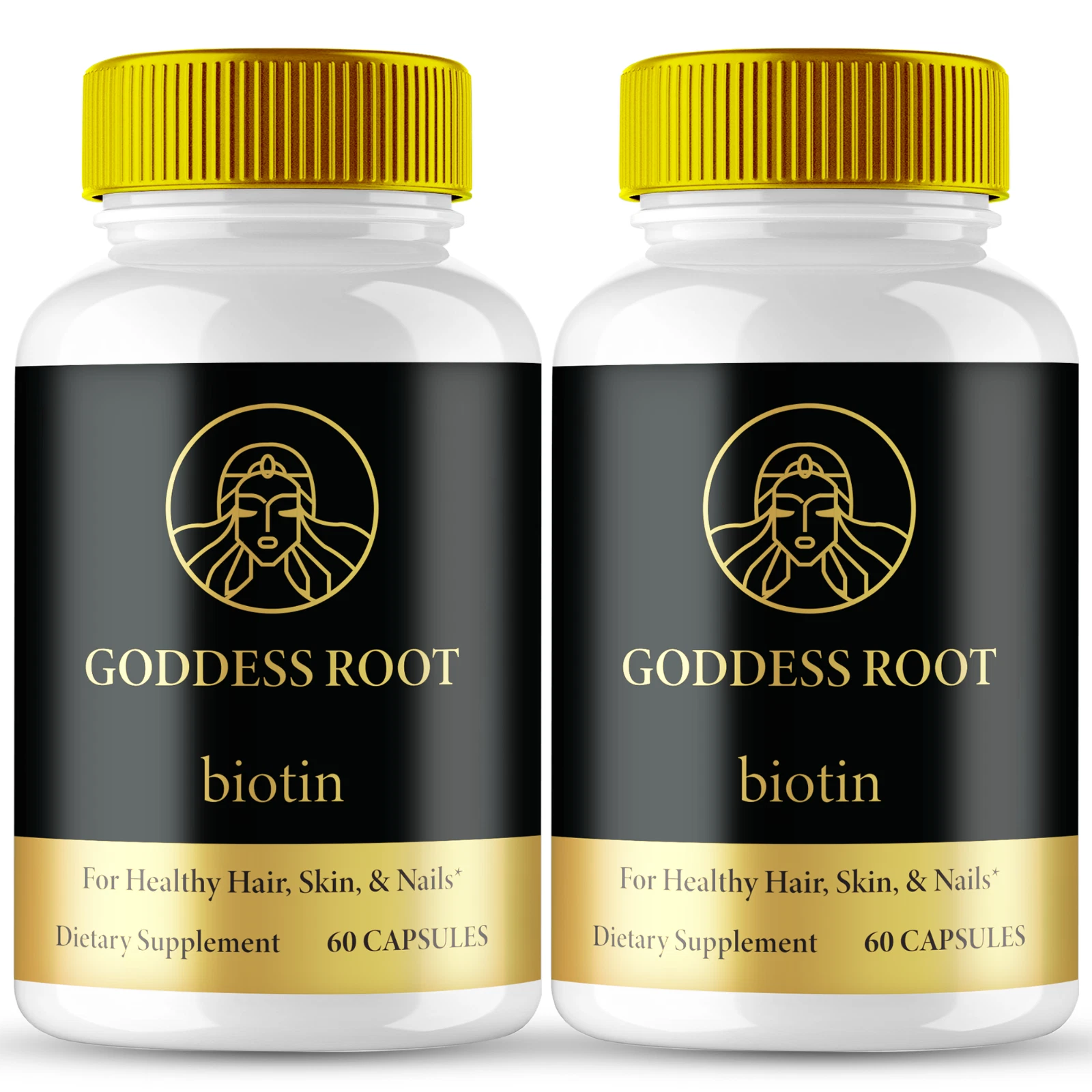 (2 Pack) Goddess Root Biotin Capsules for Healthy Glowing Hair, Skin, Nail Pills