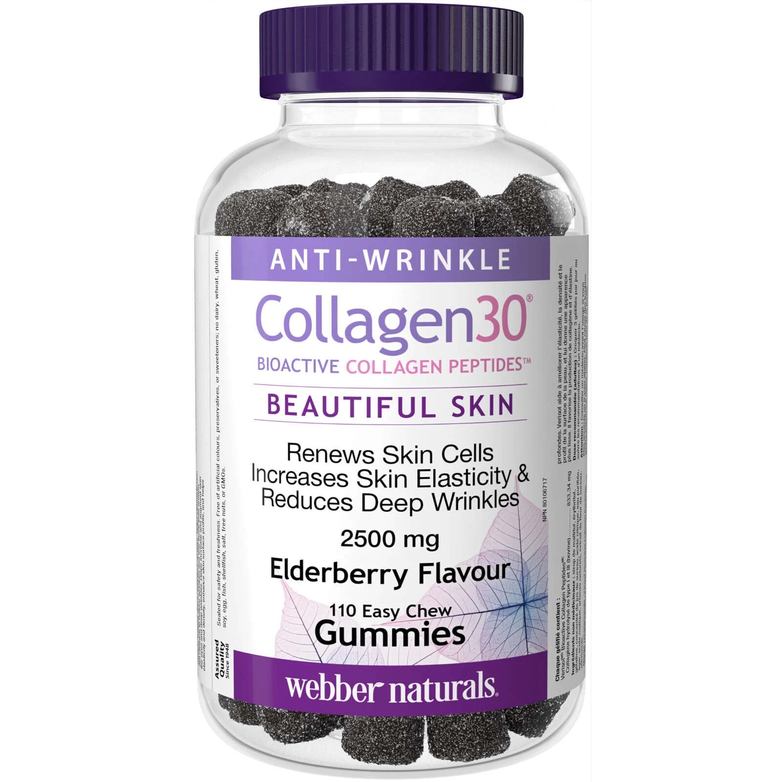 Webber Naturals Collagen30 2500 mg Gummy Beautiful Skin Wrinkles 110pcs NEW