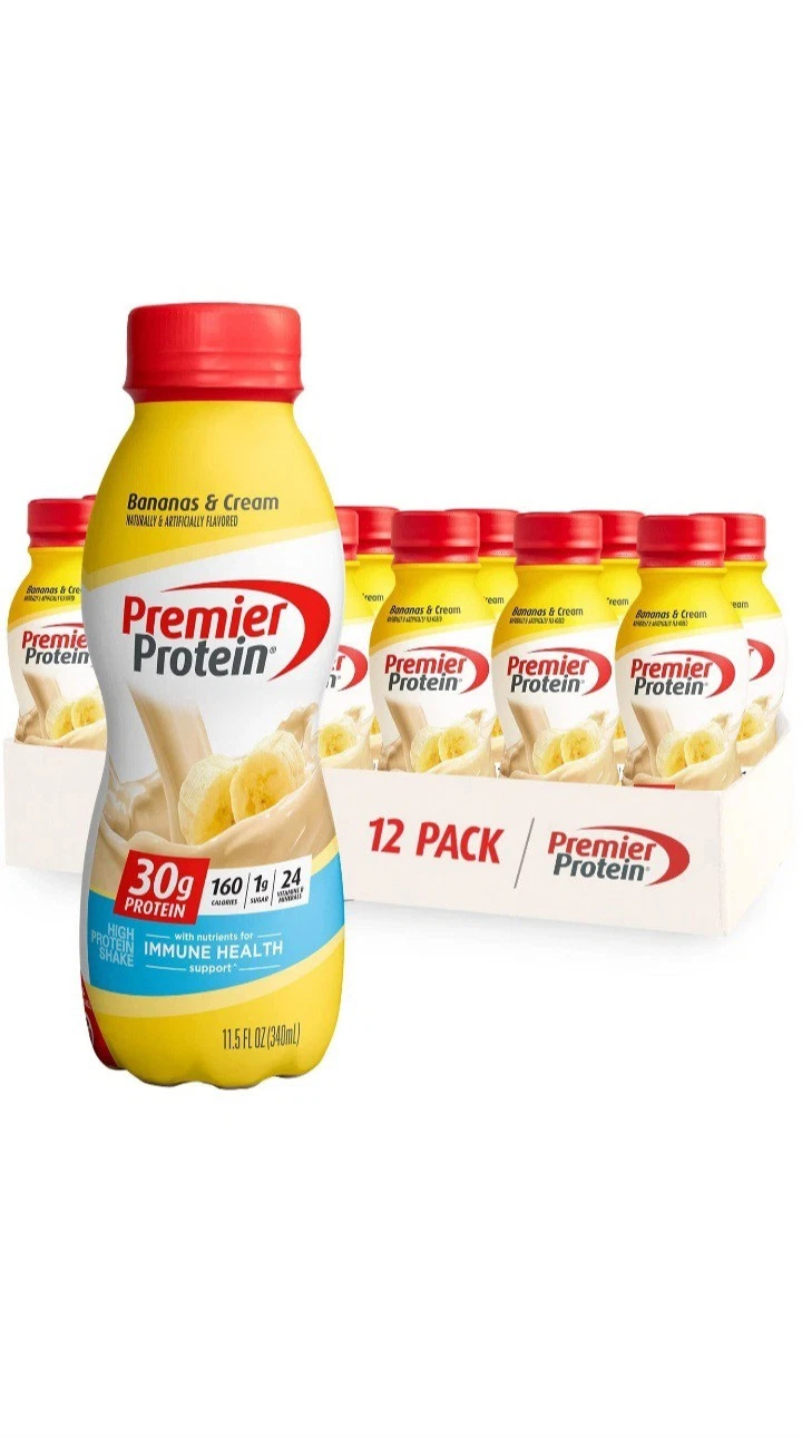Premier Protein Shake, Bananas & Cream, 30g Protein, 1g Sugar, 24 Vitamins & Min