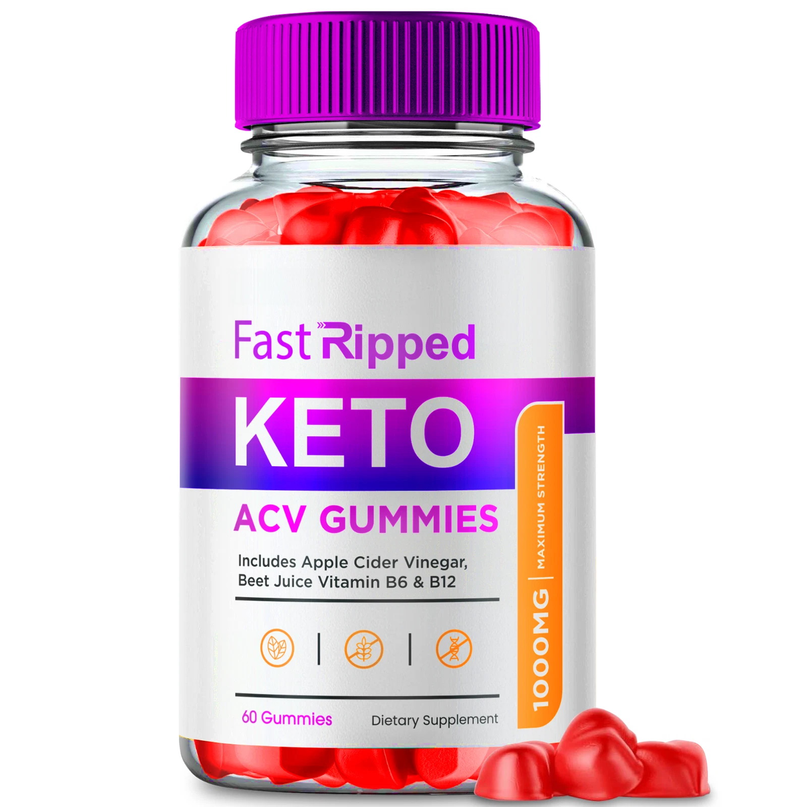 Fast Ripped ACV Gummies, Fast Ripped Keto Weight Loss (60 Gummies)