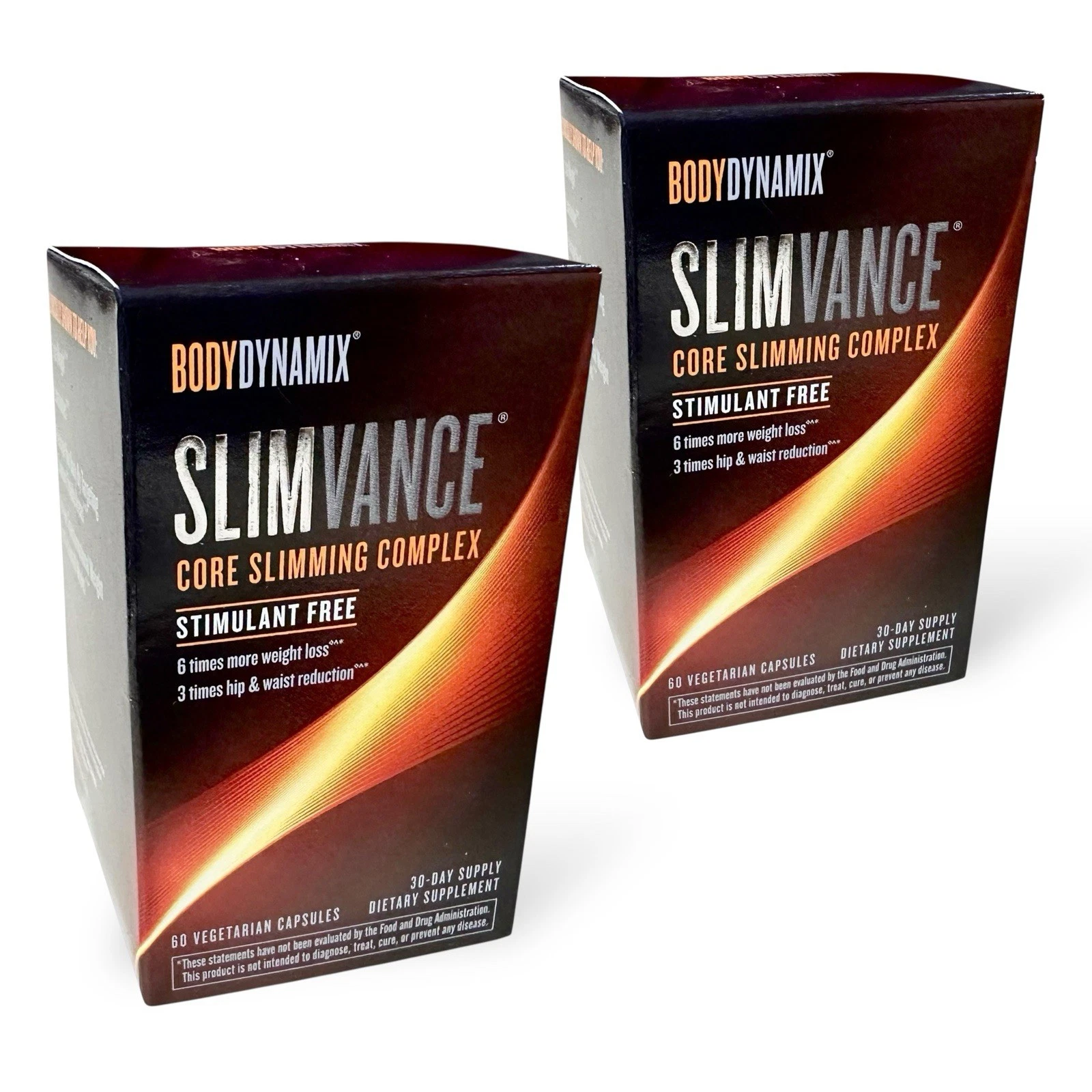 2 LOT Bodydynamix Slimvance Core Slimming Complex 60 Caps No Stimulants Exp 1/27