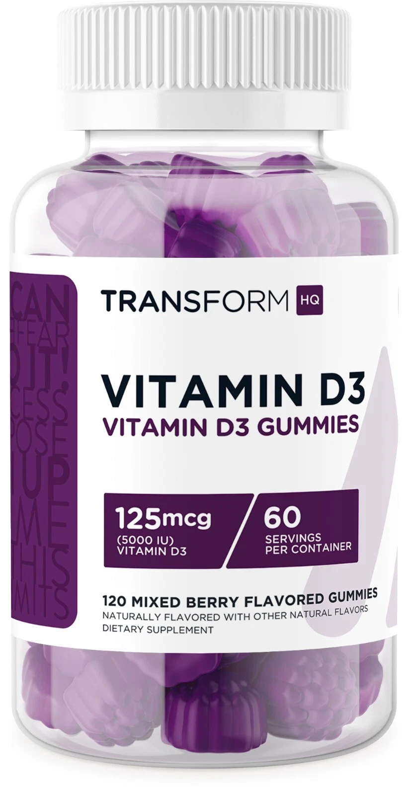 TransformHQ Vitamin D3 Gummies (5000 IU) 120 Count, Mixed Berry - 60 Servings