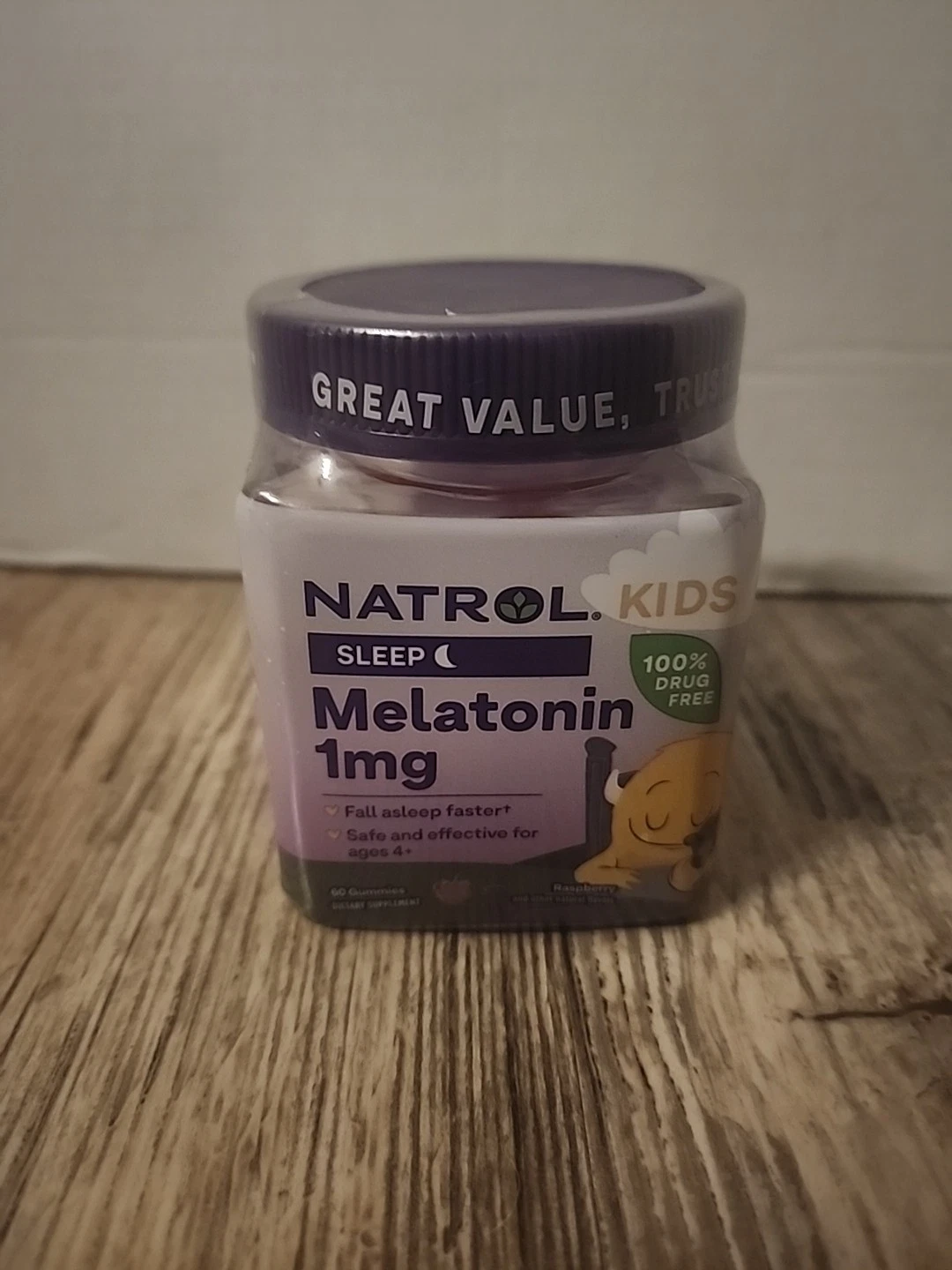 Natrol® Kids Melatonin, Sleep Gummies for Children, Raspberry Flavor, 1mg, 60 Ct