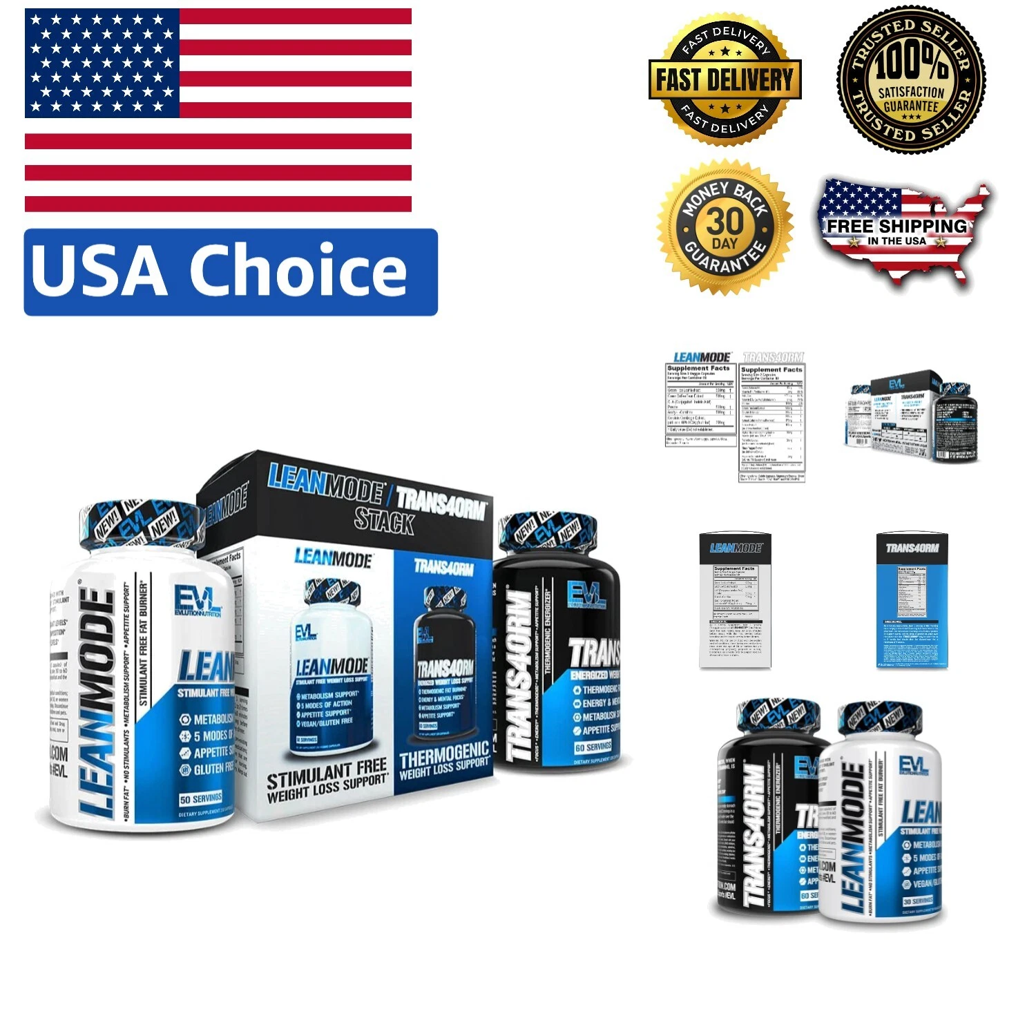 Powerful Fat Burner Stack: Trans4orm & LeanMode - 110 Coffee Flavor Capsules