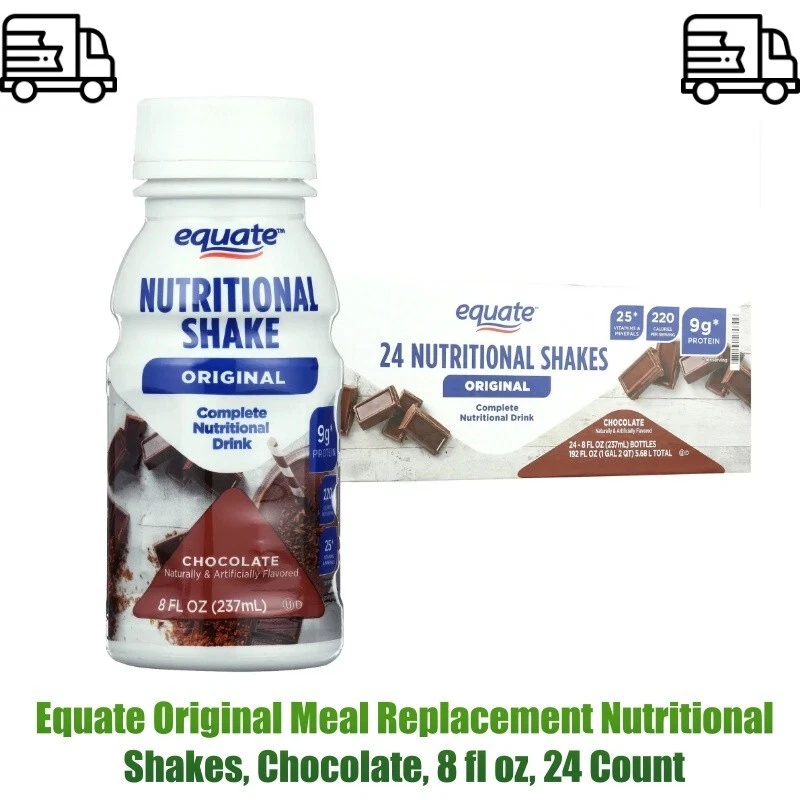 Equate Original Meal Replacement Nutritional Shakes, Chocolate, 8 fl oz, 24 Coun