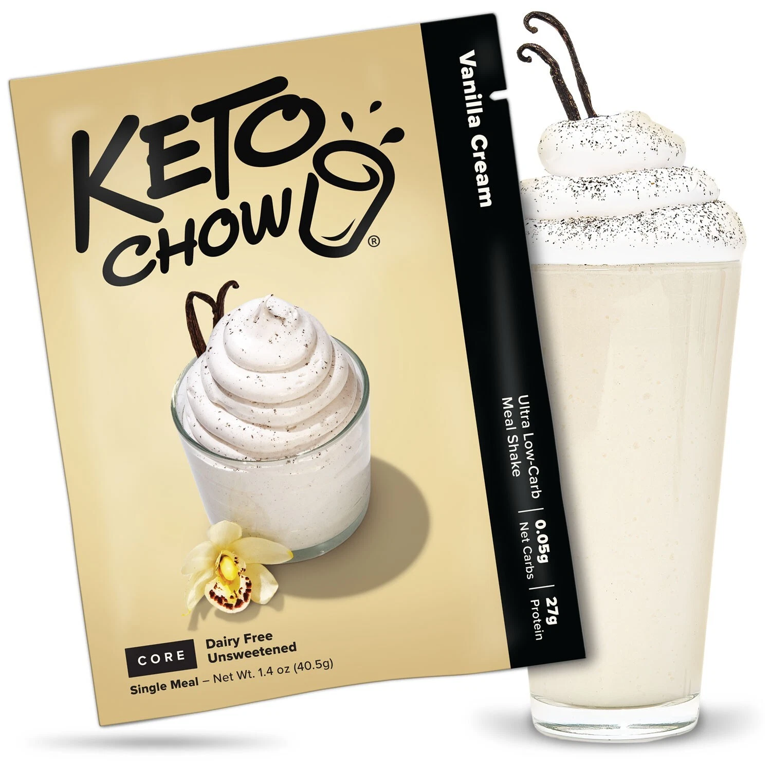 Keto Chow CORE Vanilla Cream (Unsweetened) Ultra Low-Carb Meal Shake