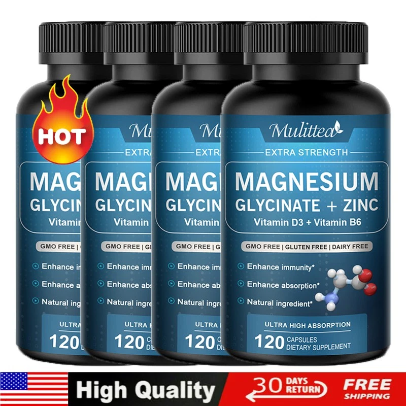 Magnesium Glycinate 500mg With Zinc,D3 Improved Sleep, Stress , Anxiety Relief