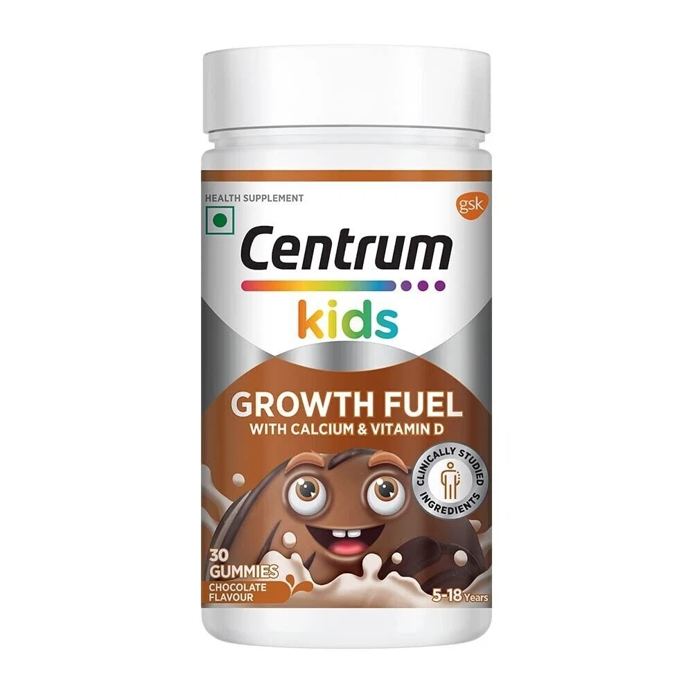 Centrum Kids Growth Fuel - 30 Gummies | Calcium & Vitamin D support (100% Veg)