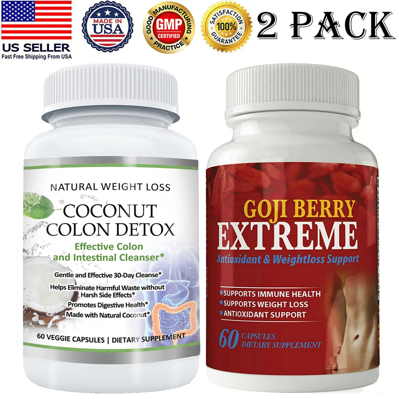 Coconut Colon Cleanse Detox Pills Goji Berry Weight Loss Antioxidant Supplement