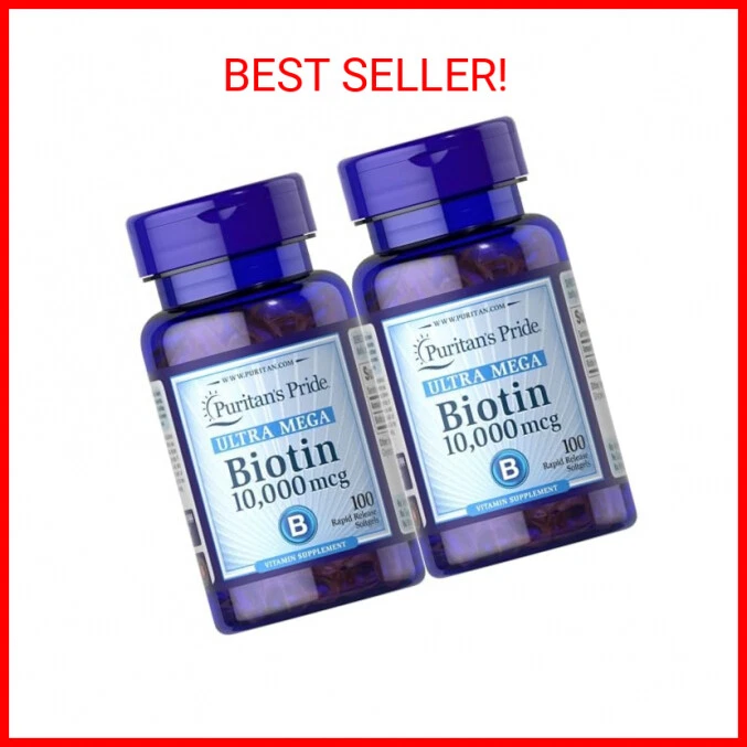 Puritan's Pride Biotin 10000 Mcg Softgels, 50 count (Pack Of 2)