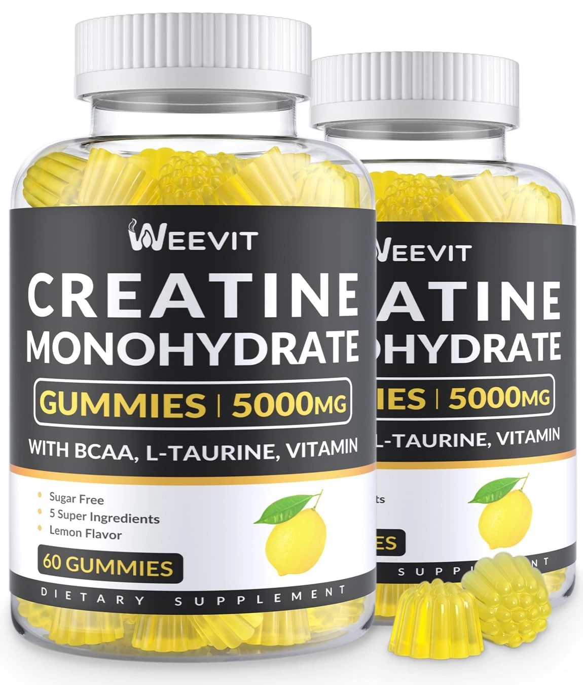 Men's Creatine Monohydrate Gummies, Pre-Workout Boost with BCAA, L-Taurine, B12