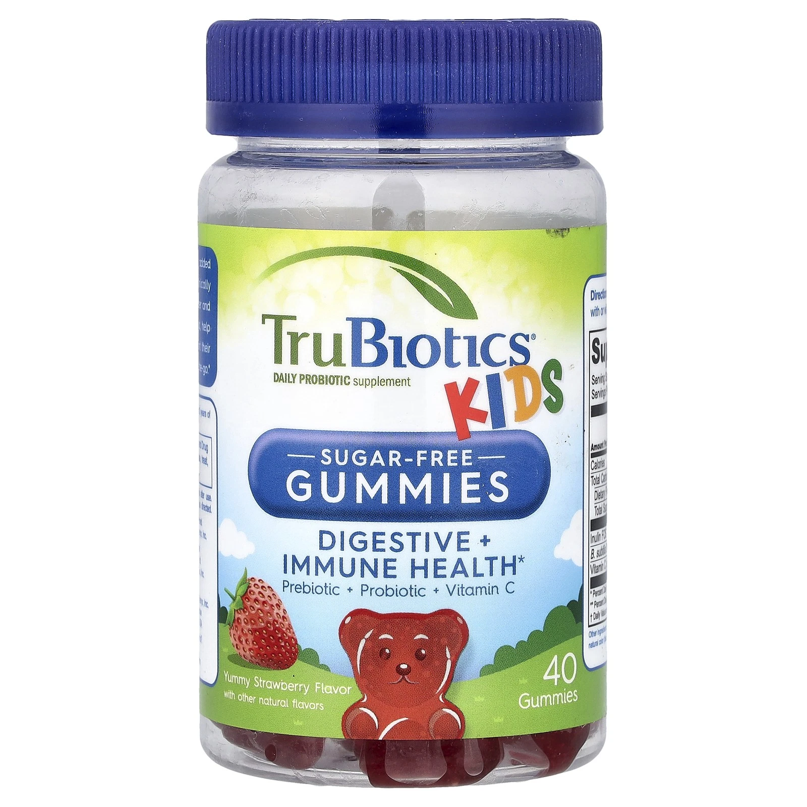 Kids, Digestive + Immune Health Gummies, Sugar-Free, Yummy Strawberry, 40