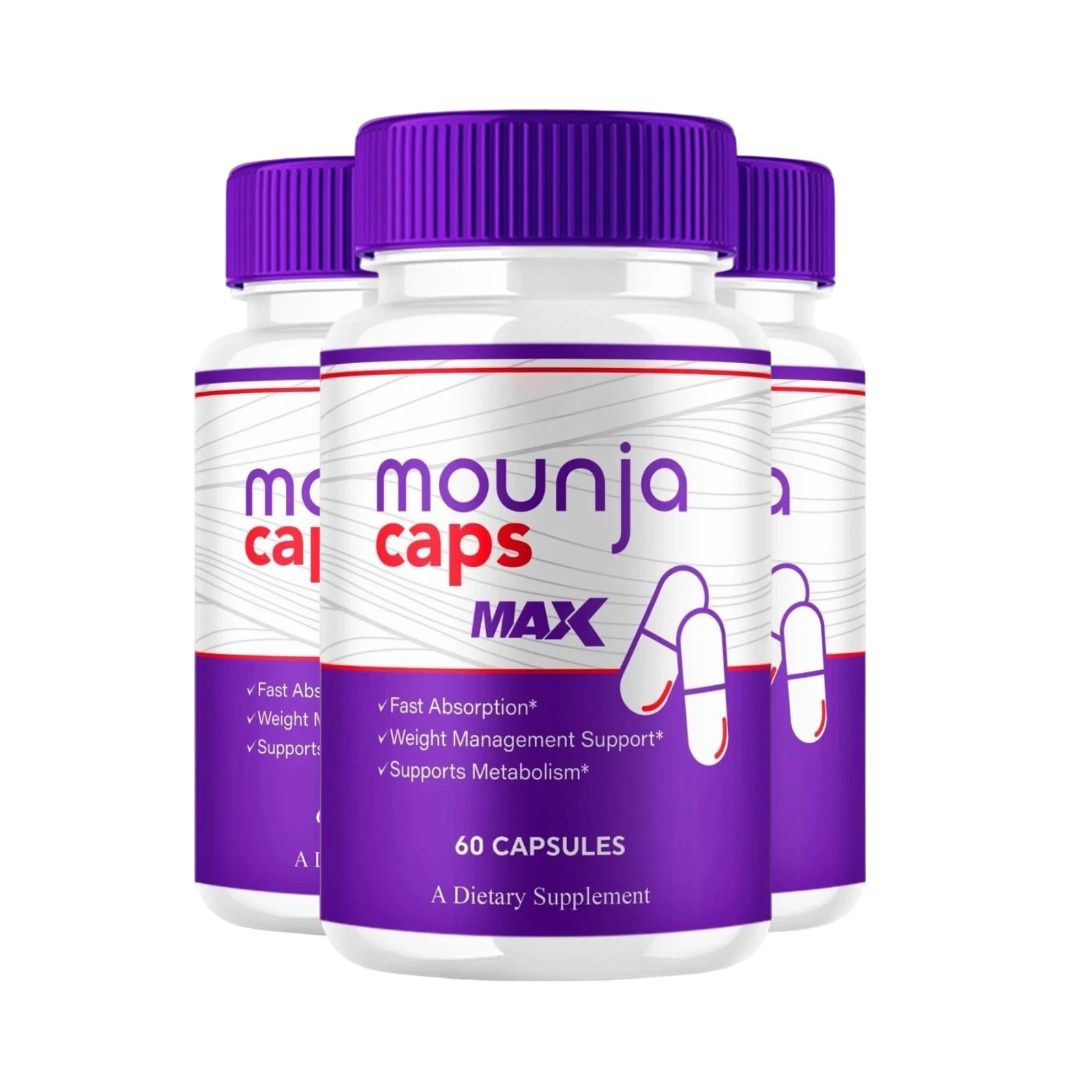 3-Pack Mounja Caps Max Support, Mounja Caps Supports Weight Loss - 180 Capsules