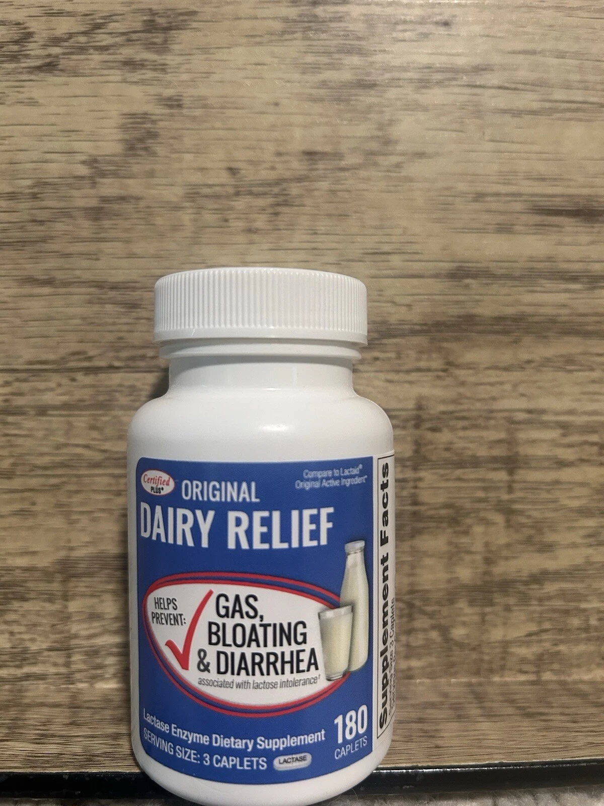 Dairy Relief Generic Fast Acting 180 Count Gas,bloating,diarrhea NEW & SEALED