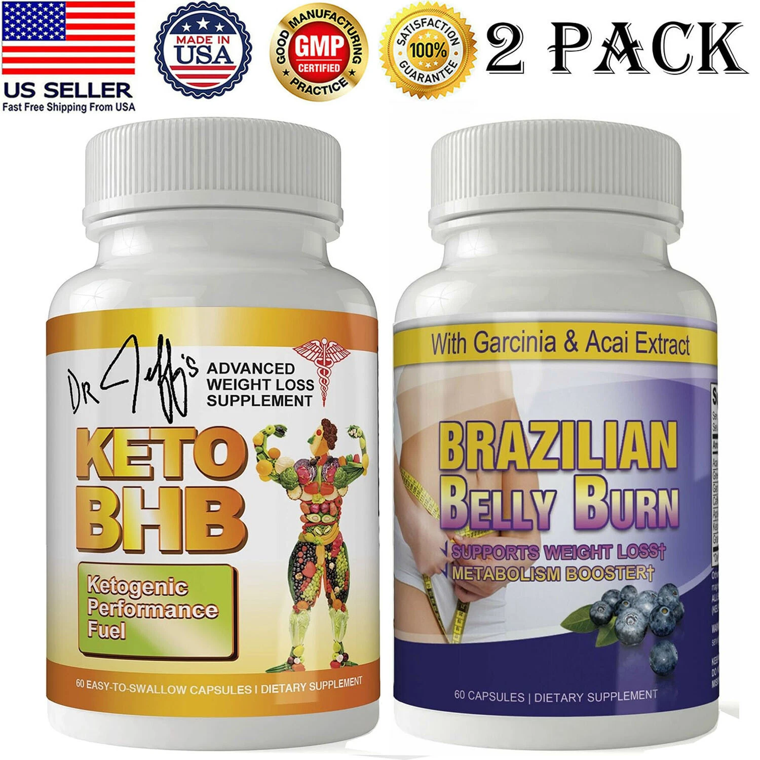 Keto Diet BHB Weight Loss Ketosis Caps Brazilian Belly Fat Burner Pills Combo Pk