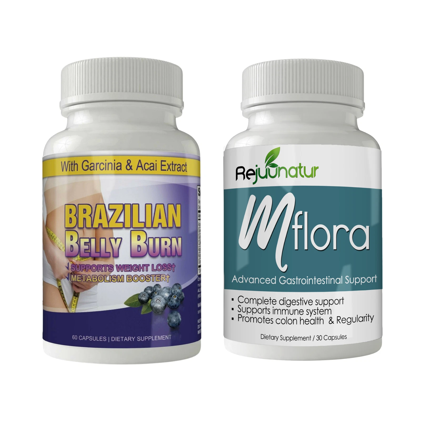 Brazilian Belly Burn Weight Loss & Mflora Probiotics Digestive Health Supplement