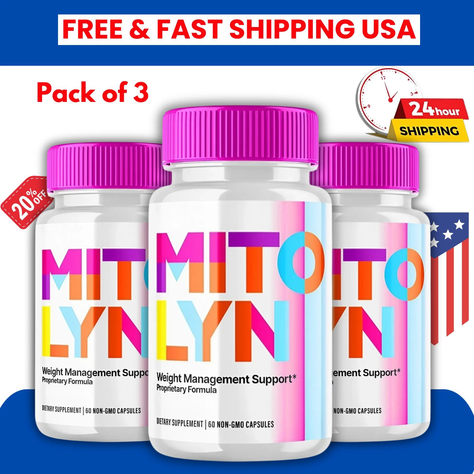 (3 Pack) Mitolyn Advanced Weight Loss Support Mito Lyn Maximum Strength 180ct