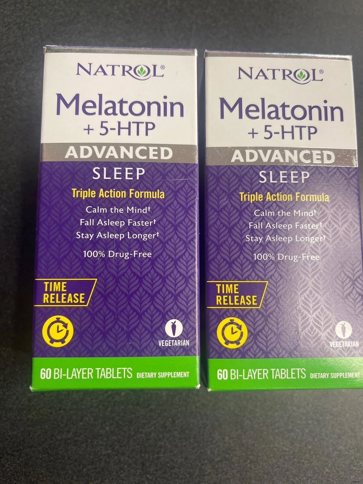 2 Natrol Advanced Sleep Melatonin + 5HTP 6mg 60 tabs each