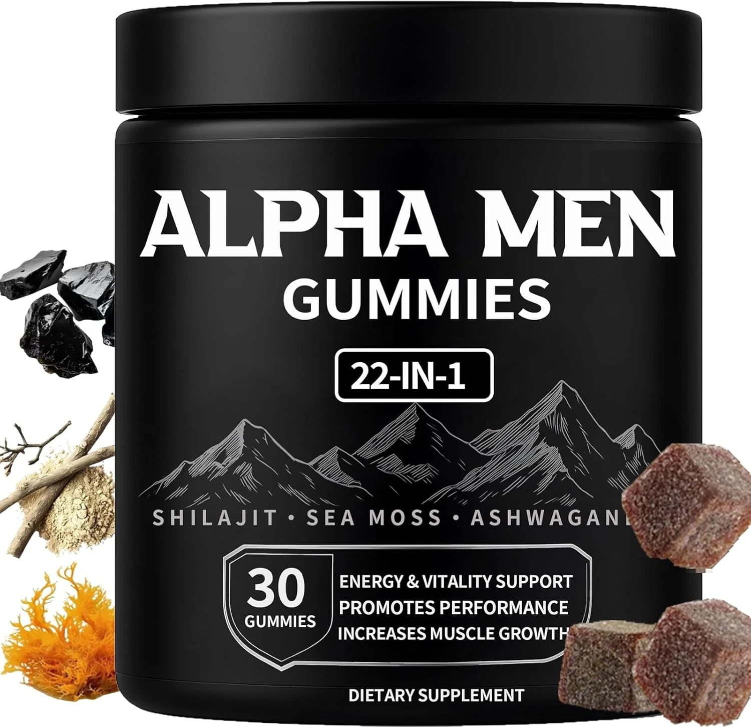 Alpha Gummies for Men, 22-in-1 Alpha Complex Formula Clean Gummy with Pure Shila