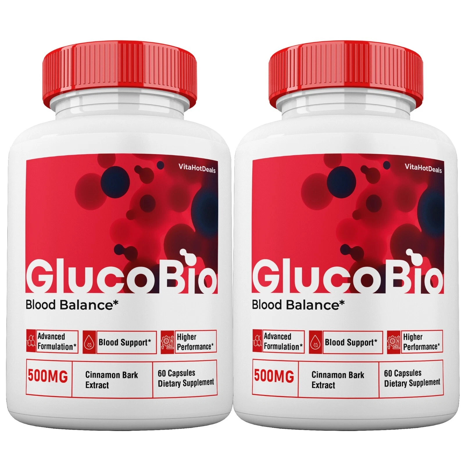 GlucoBio Blood Support Capsules, Max Strength, Gluco Bio Capsules (2 Pack)
