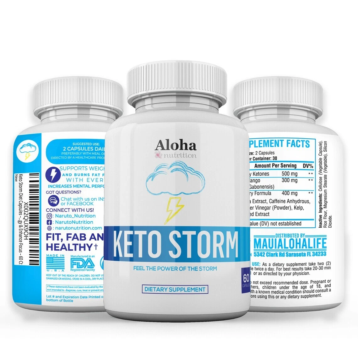 Keto Storm BHB Diet Pills Ultra Fast Weight Loss Fat Burner Carb Blocker 60 Caps