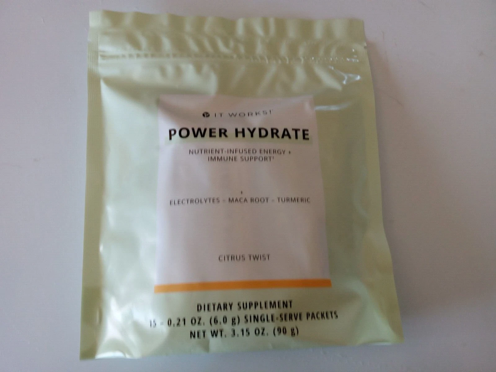 It Works! Power Hydrate CITRUS TWIST 15 Single Servings Factory Sealed Bag New