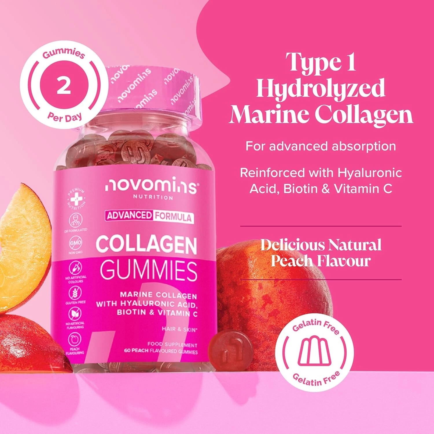 Collagen Gummies – Hydrolysed Marine Collagen for Women and Men BBE: 04/2024