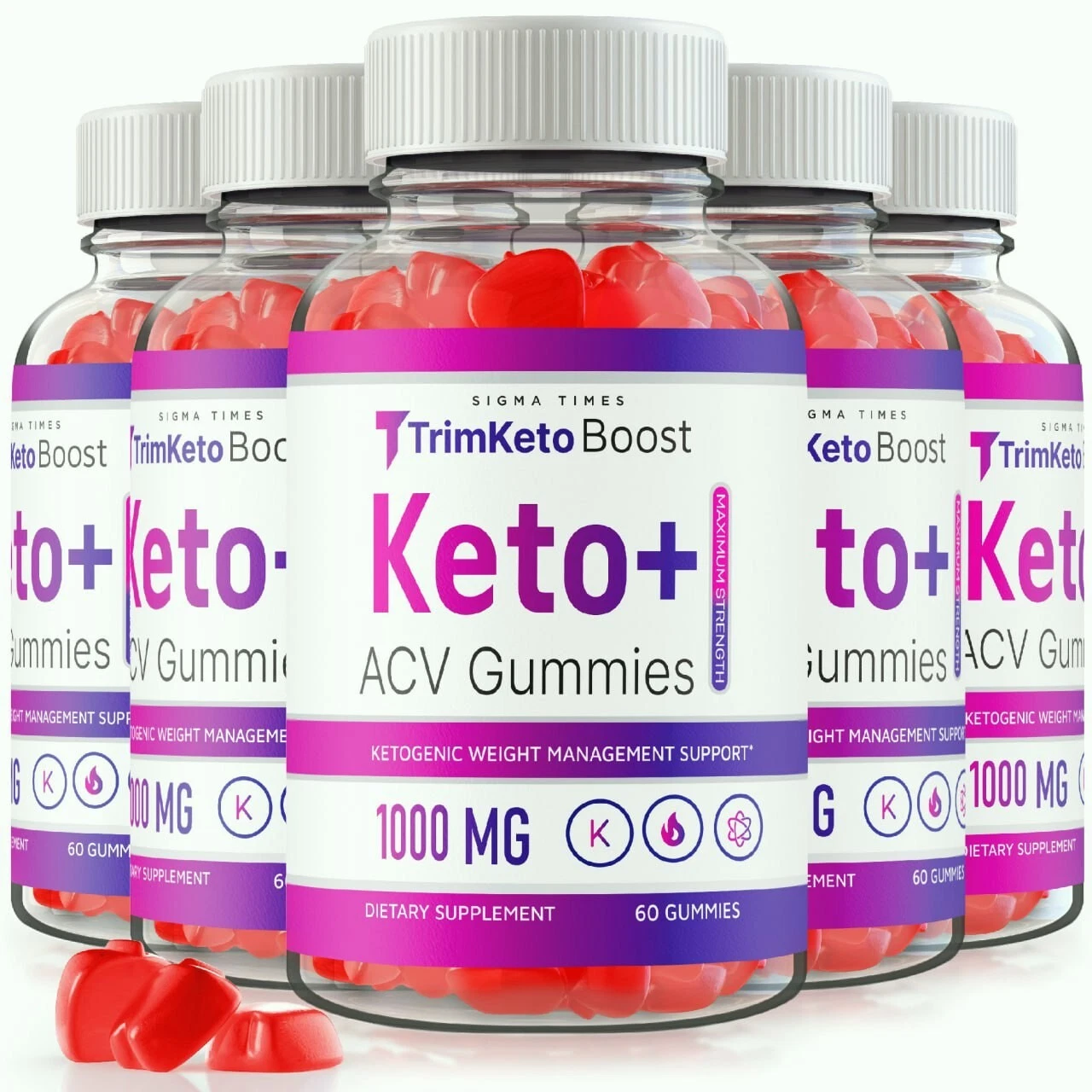 (5 Pack) Trim Keto Boost Keto + ACV Gummies for Advanced Weight Loss Support