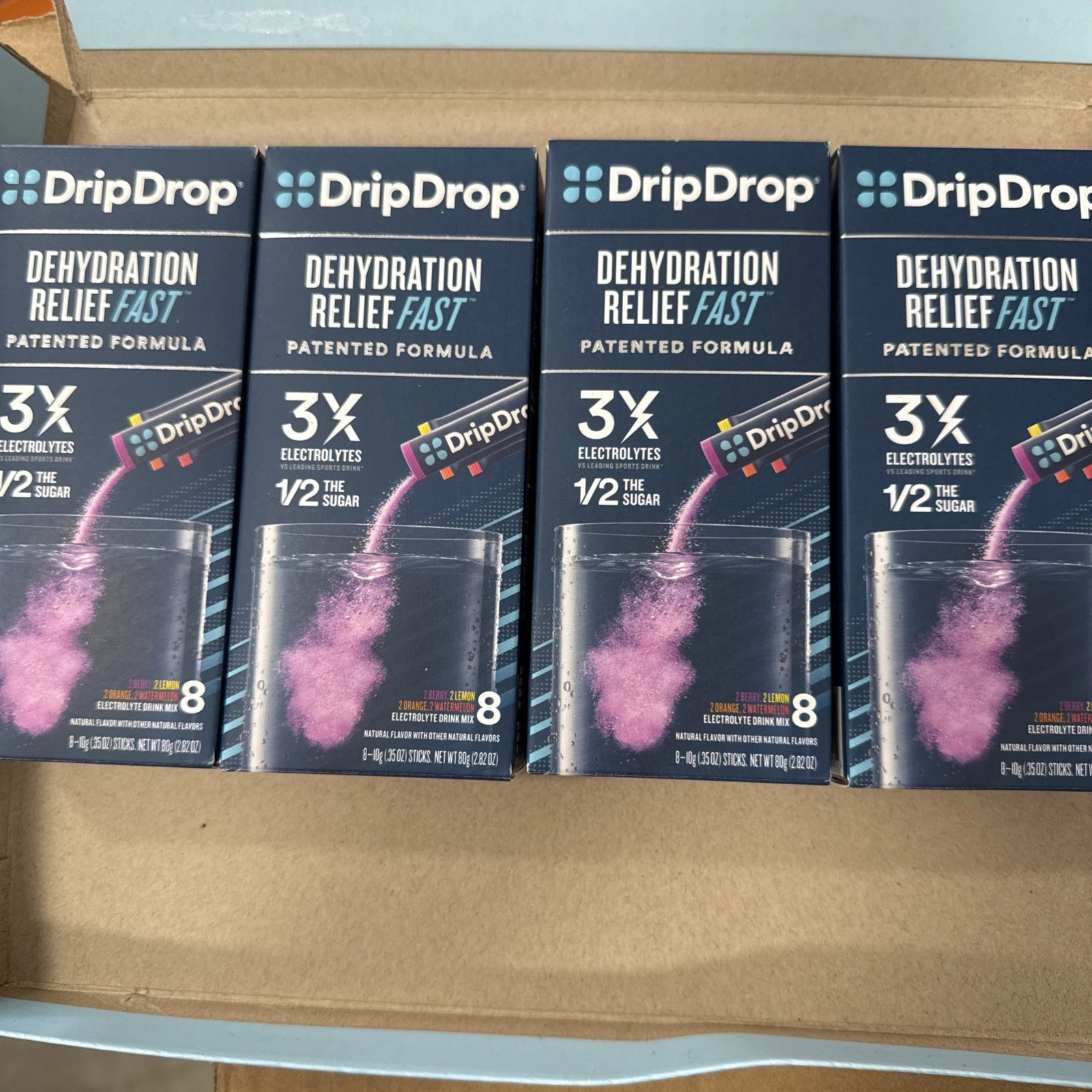 4 Boxes DripDrop Electrolyte Drink Mix Variety Pack 8 Count Each Exp 01-28
