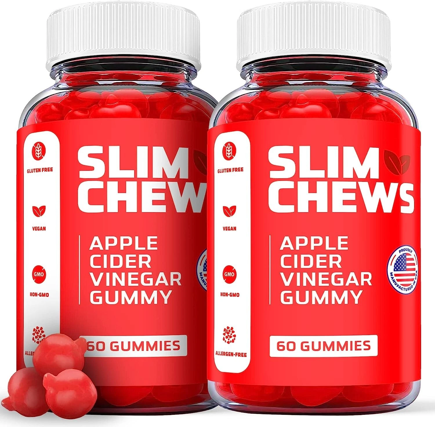2 Pack - Slim Chews ACV Keto Gummies - Vegan, Weight Loss Supplement-120 Gummies