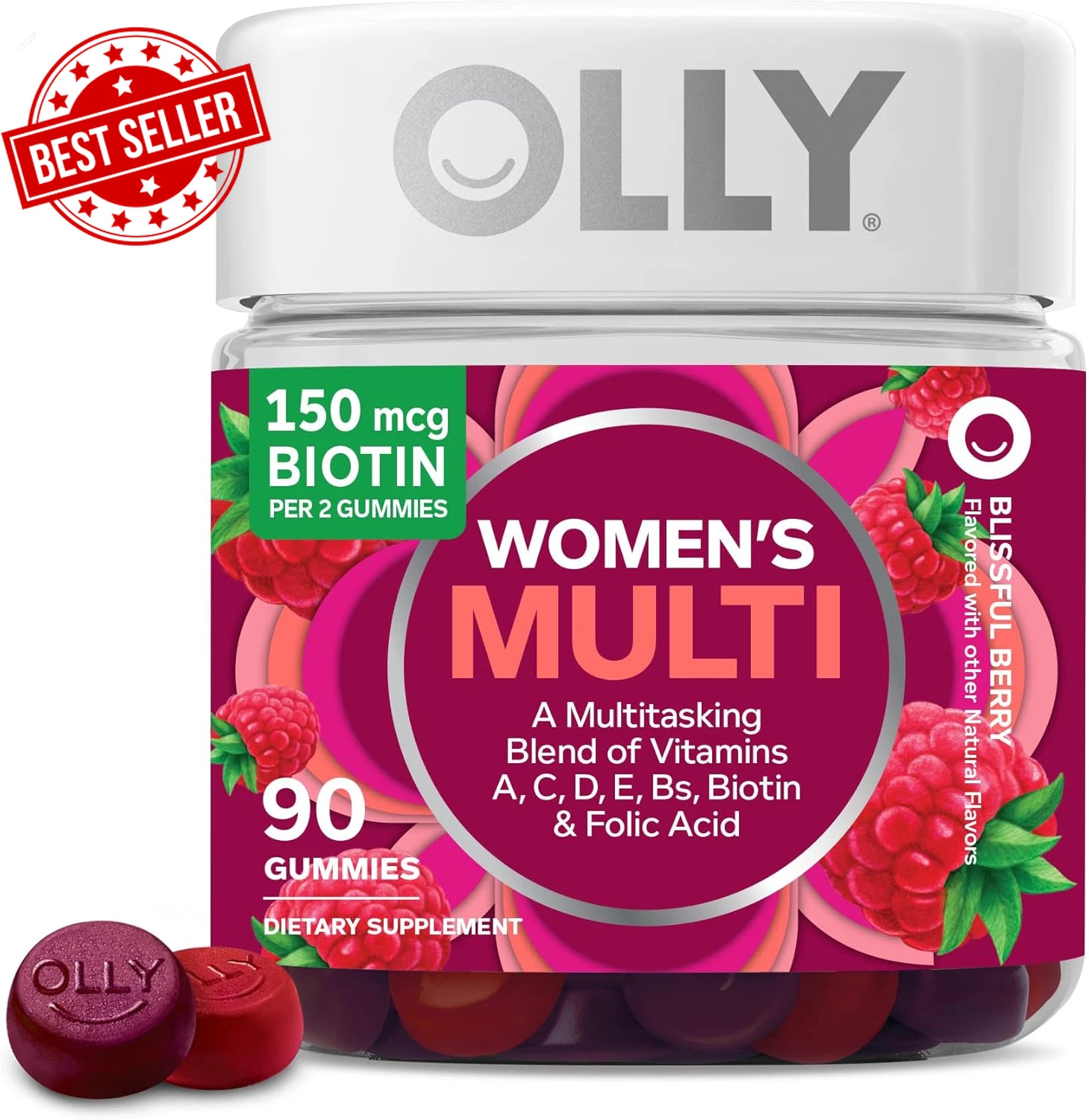 Women'S Multivitamin Gummy, Vitamins A, D, C, E Chewable Vitamin, Berry Flavor