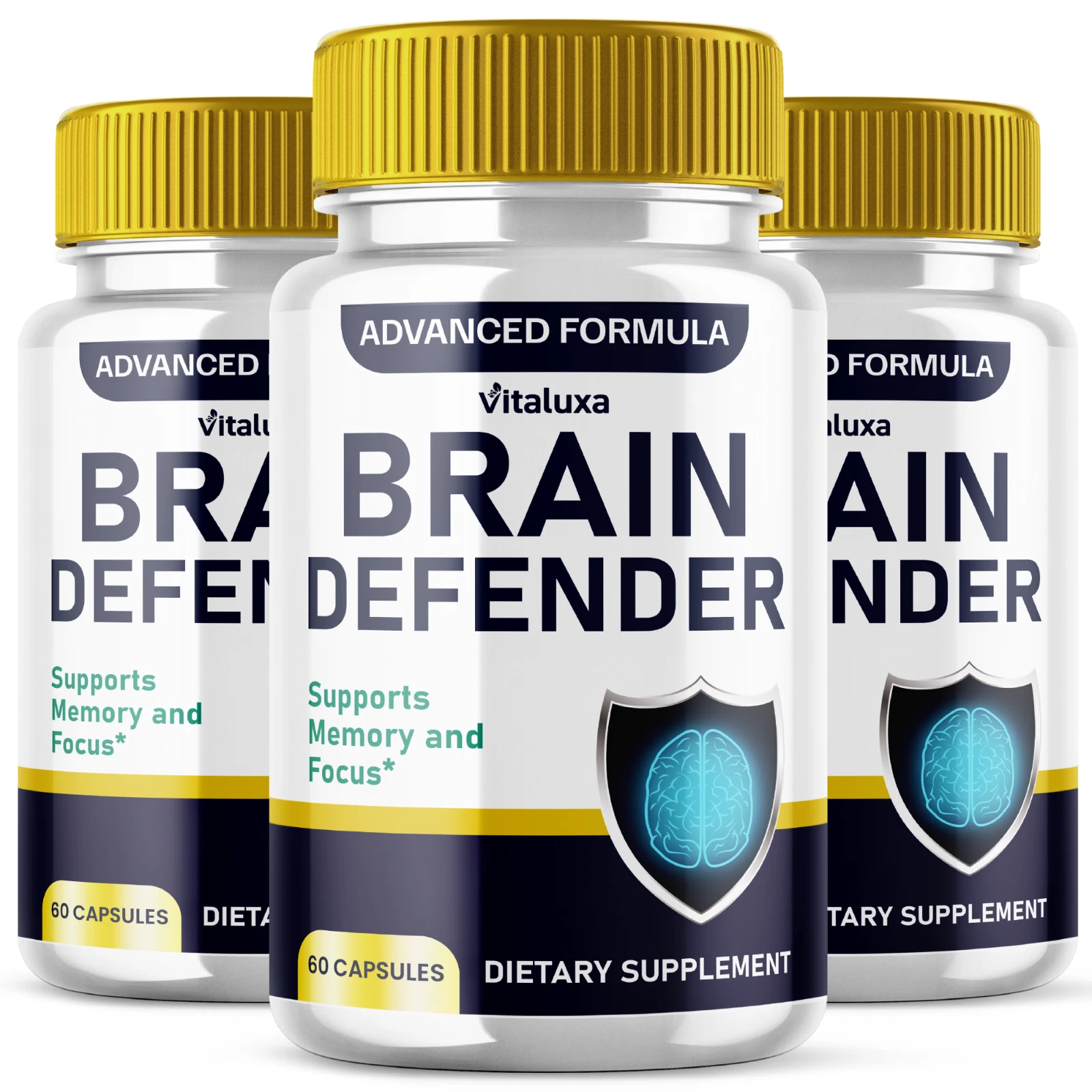 (3 Pack) Brain Defender Memory Support Capsules Cognitive Formula (180 Capsules)