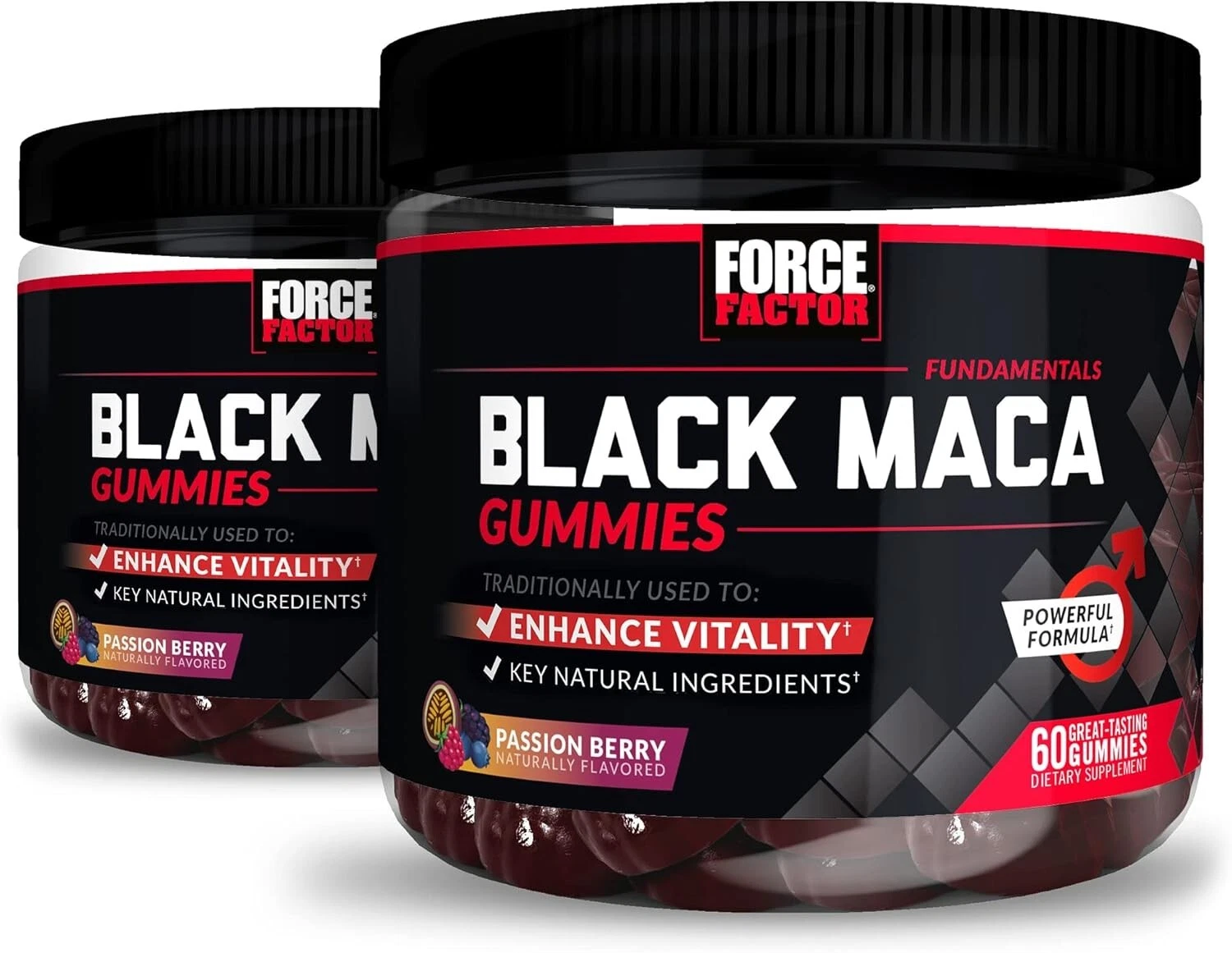 Force Factor Black Maca Gummies, 2-Pack, Black Maca Root to Enhance Male Vitalit