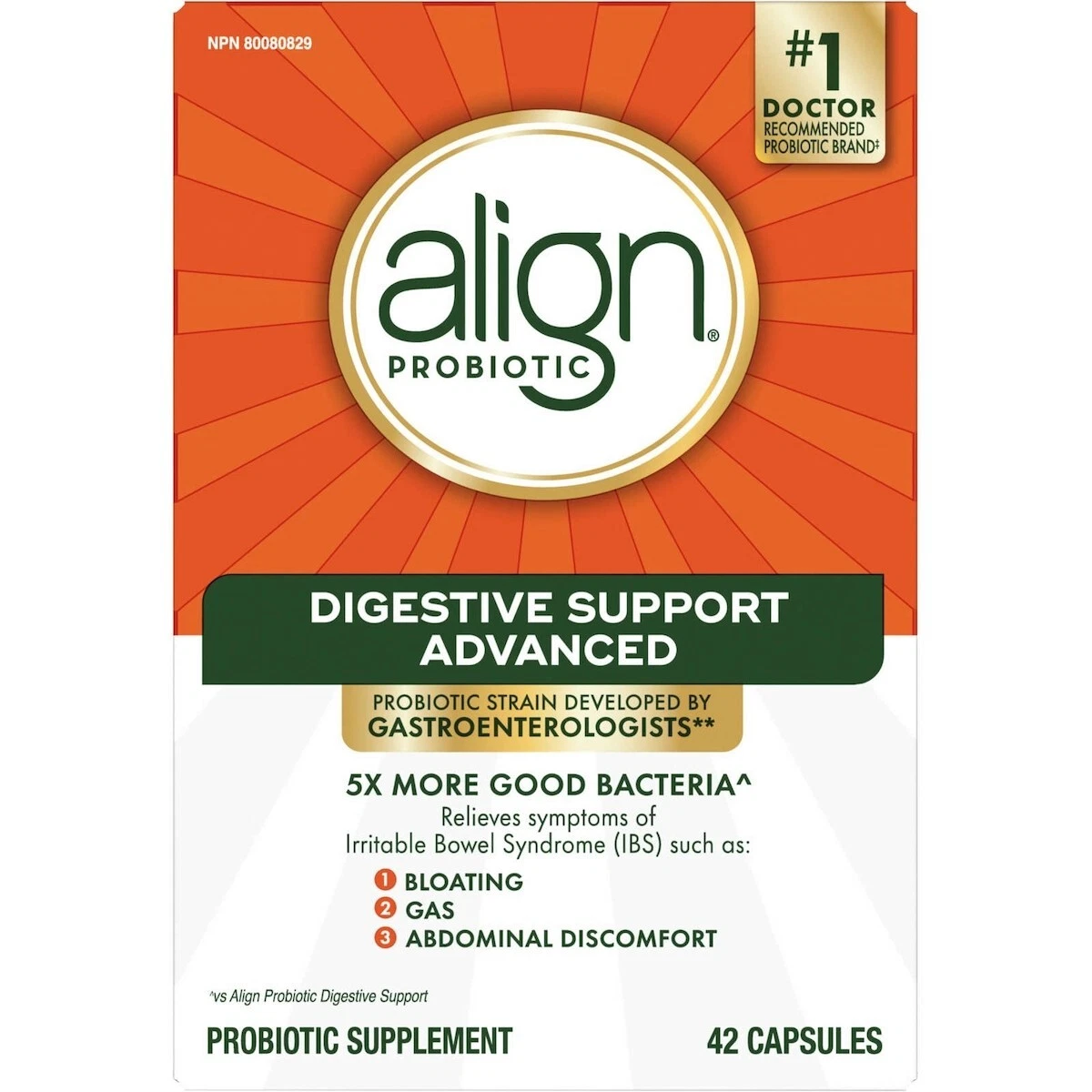 Align Probiotic Digestive Support Advanced Bloating Gas Relief 24 Capsules NEW