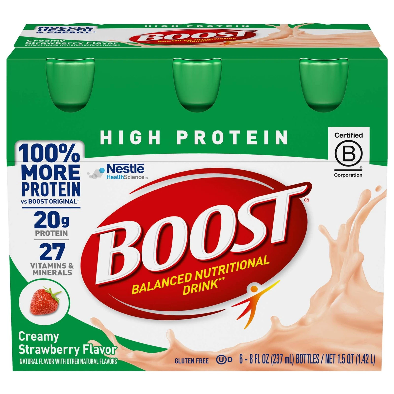 Nestle Boost High Protein Balanced Nutritional Drink Creamy Strawberry 24 Ct