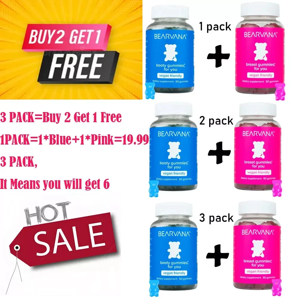BEARVANA Gummies Combo – Feminine Curves, Skin, Hair & Nails Support, 120 Ct...