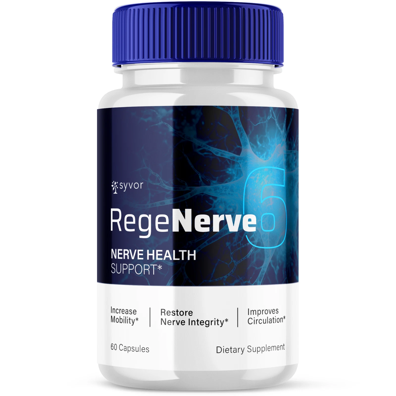 RegeNerve 6 Advanced Nerve Support Formula Maximum Strength Vitamin 60 Capsules
