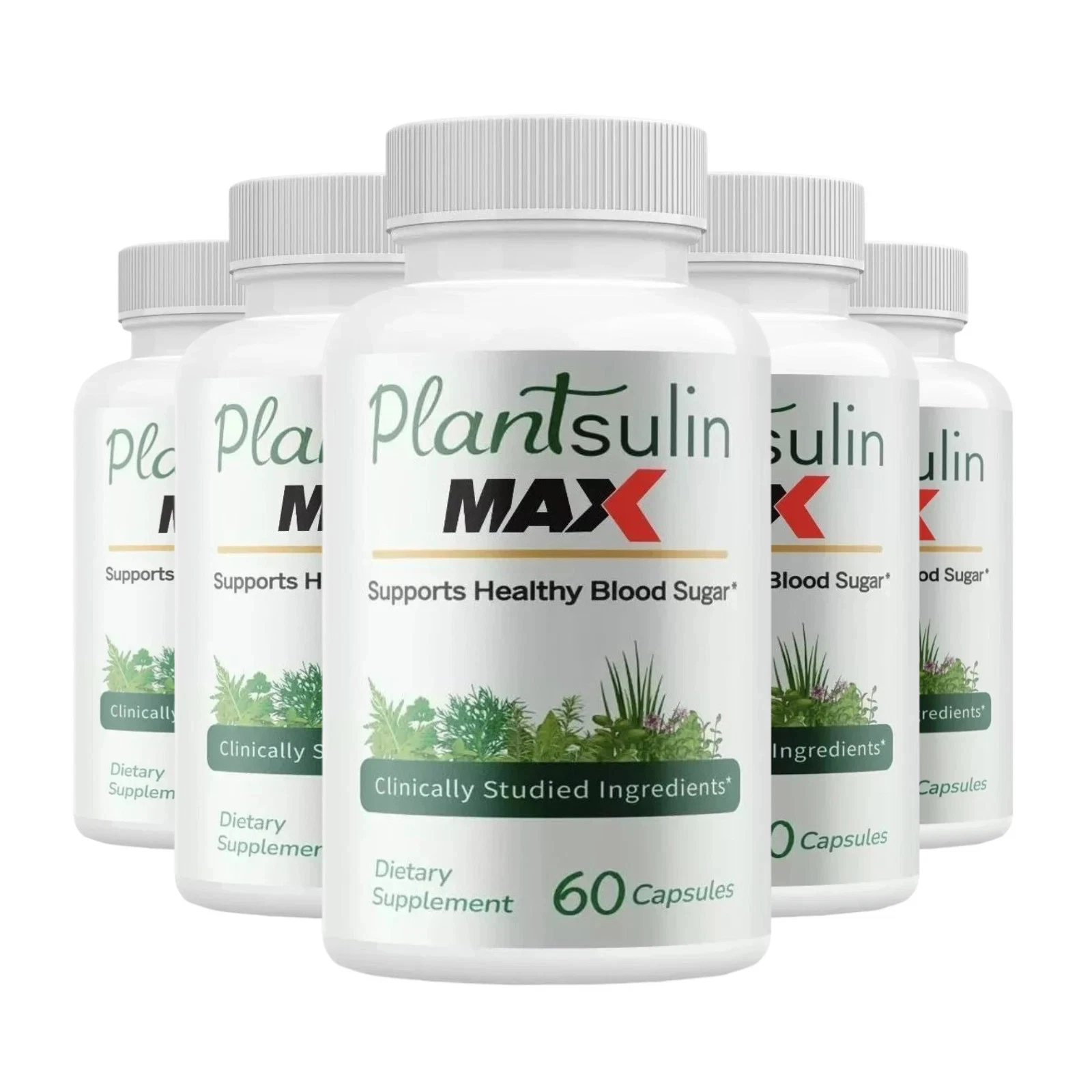 5-Pack Plantsulin Max Capsules, Supports Immune Defense & Weight Loss - 300 Caps