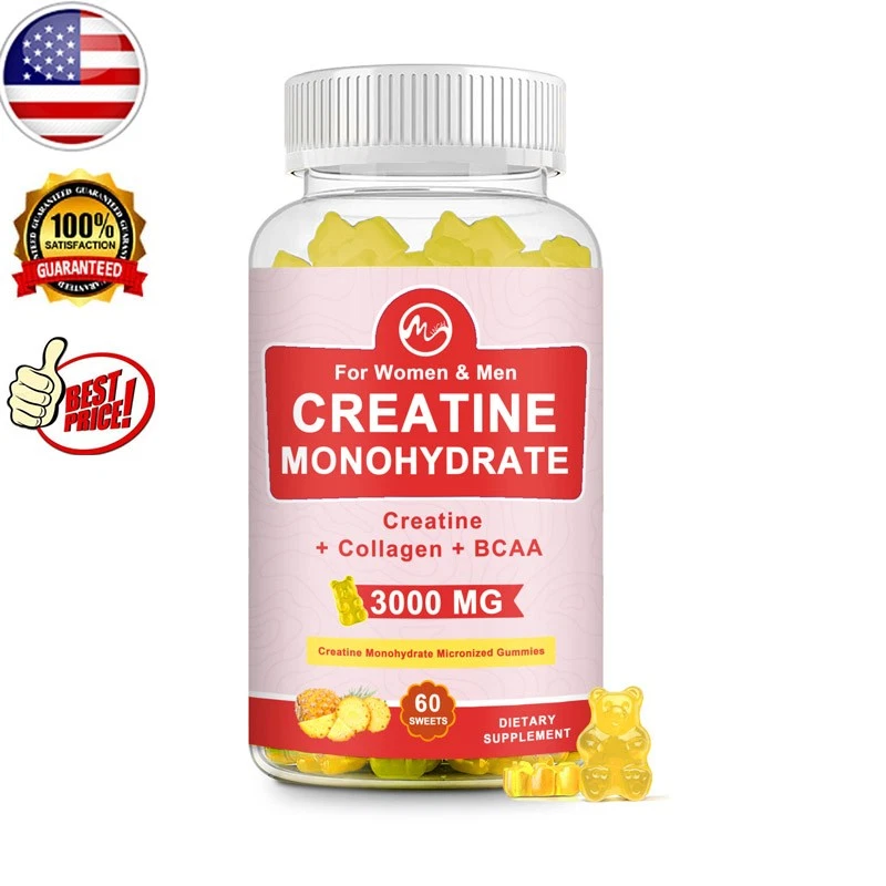 Creatine Monohydrate 60Gummies 3000mg Strength Energy Muscle Health Women Men