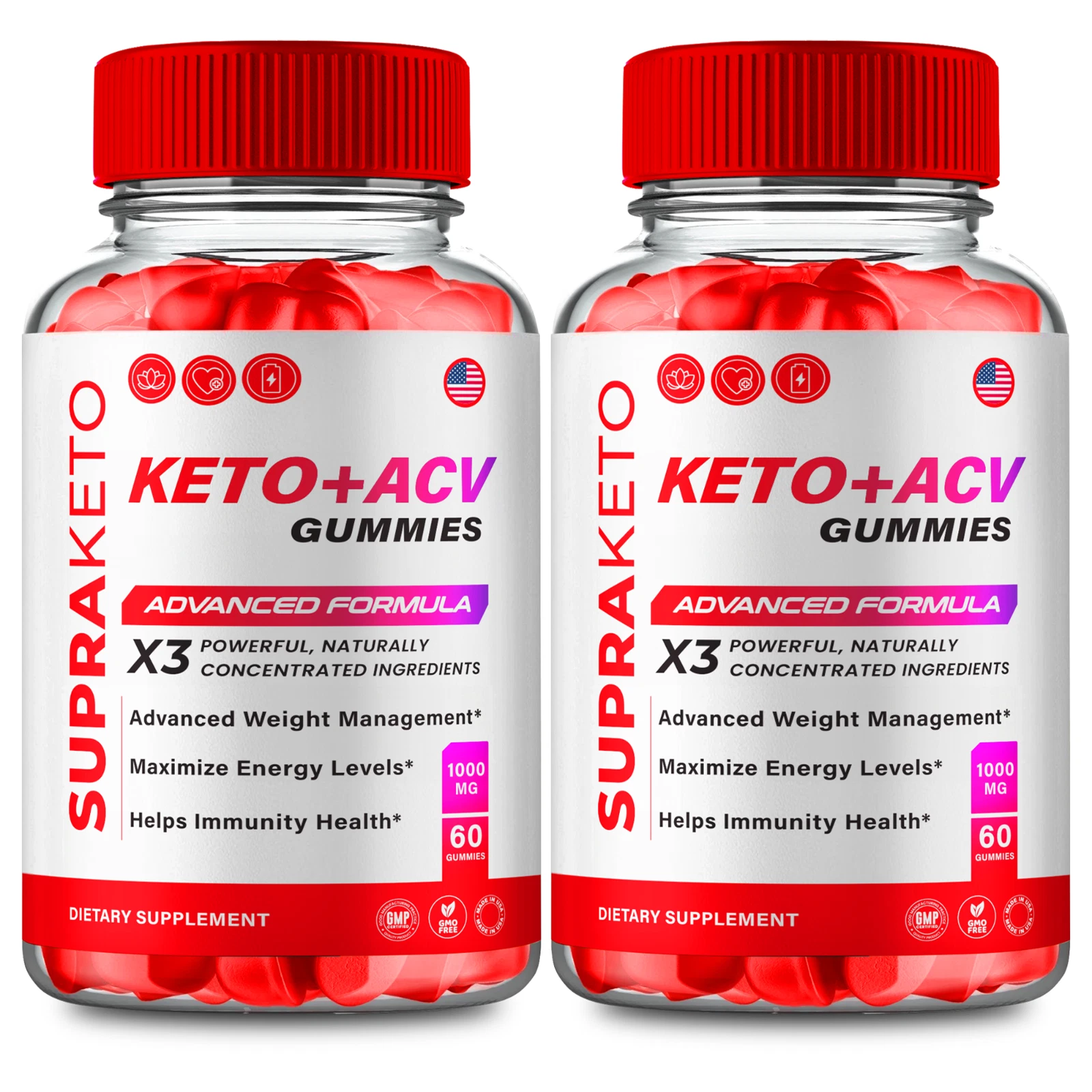 (2 Pack) SupraKeto Keto ACV Weight Loss Gummies, Supra Keto for Energy