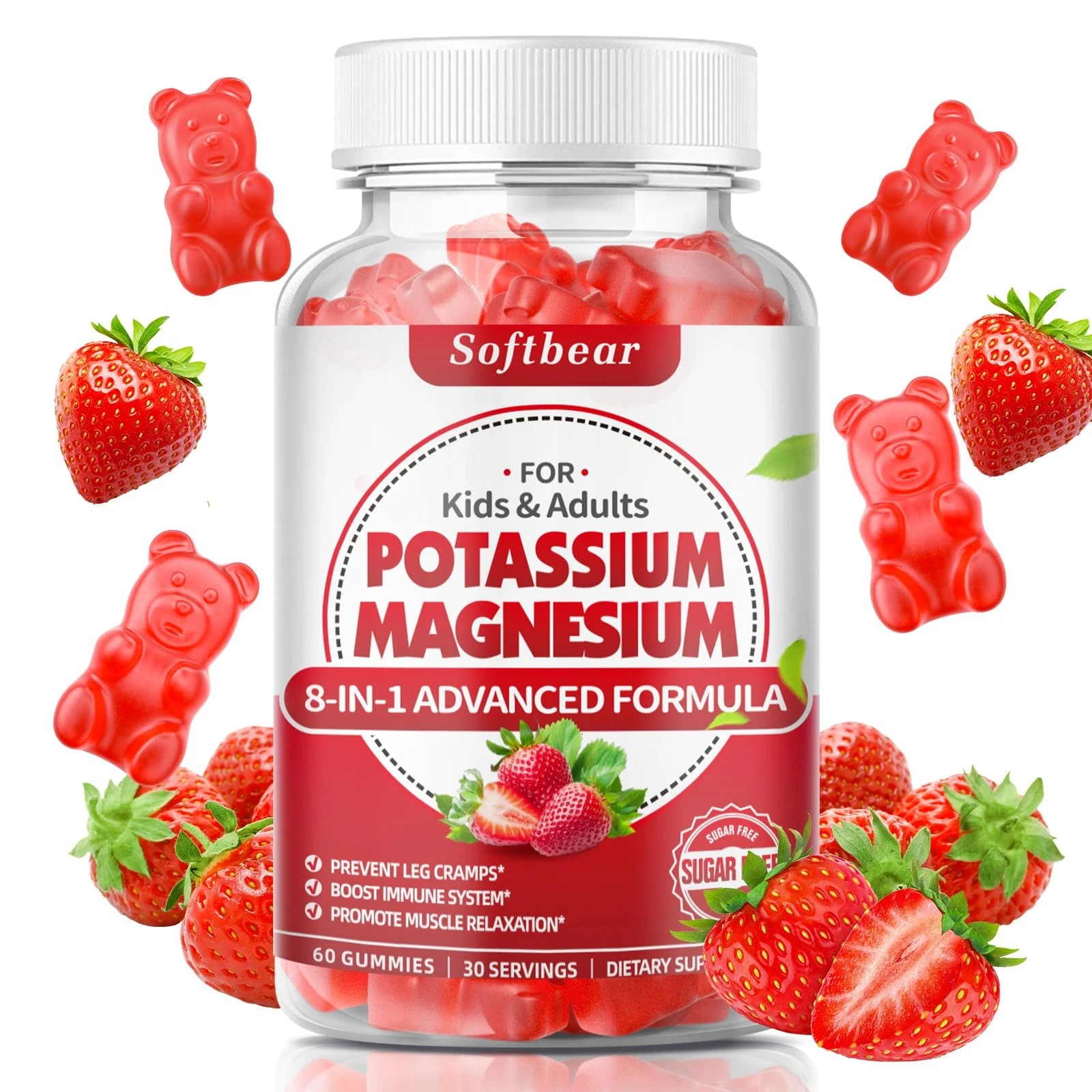 softbear Potassium Gummies for Adults, High Absorption Magnesium Potassium Suppl