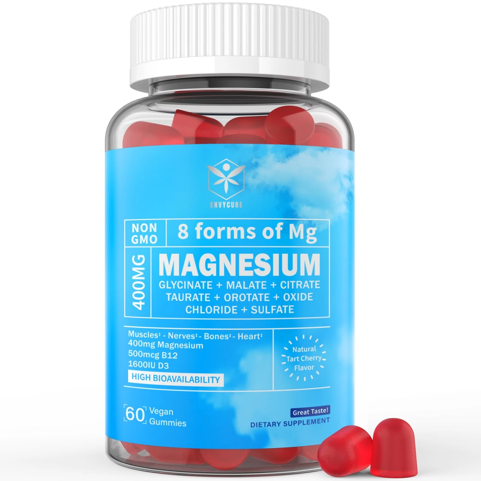 Magnesium Gummies 400mg | as 8 Forms of Magnesium Glycinate Malate Citrate Ta...