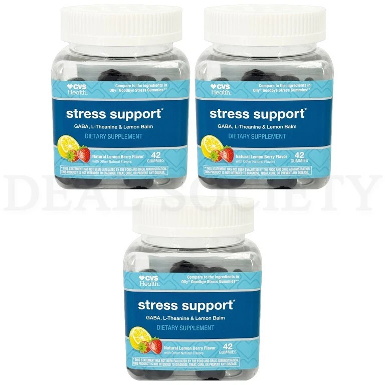 CVS Health GABA Stress Support Lemon Berry Gummies 42 Count Each Lot of 3