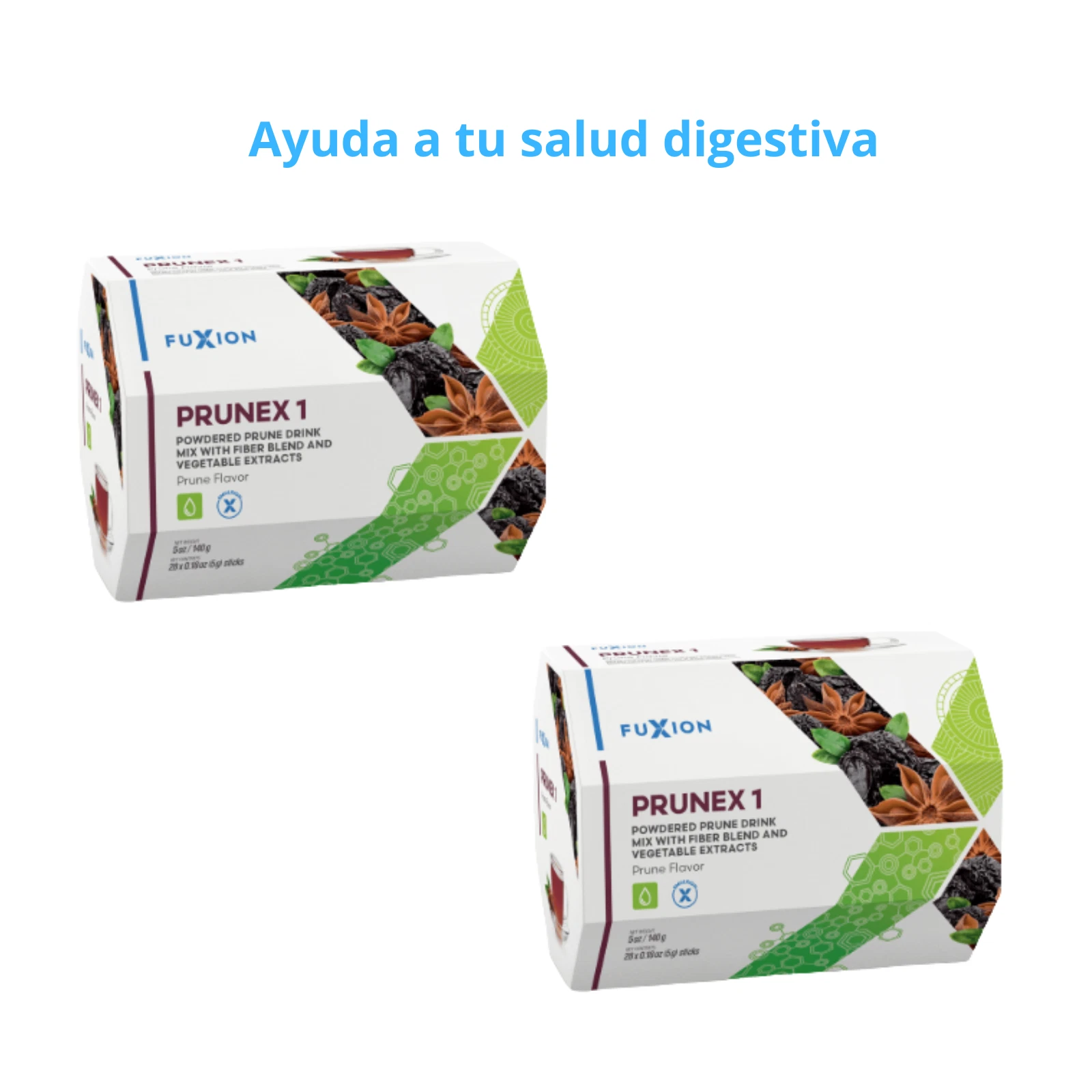 2 Cajas Fuxion Prunex 1 Apoyo Digestivo Detox Natural De Tu Colon 28 Sticks c/u