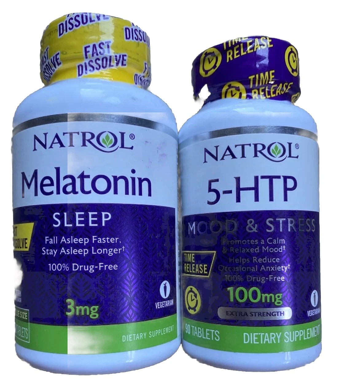 Natrol Melatonin 3mg 150 Tablets 5 HTP Mood Stress 90 Tablets 100mg