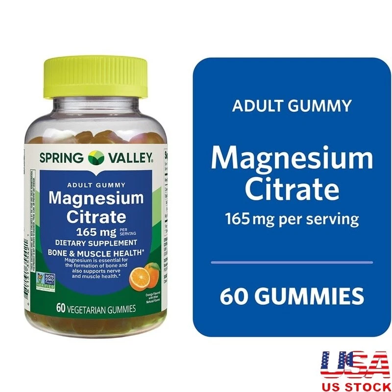Magnesium Gummies Bone Muscle Health Support 60 Count Vegetarian Orange Flavor
